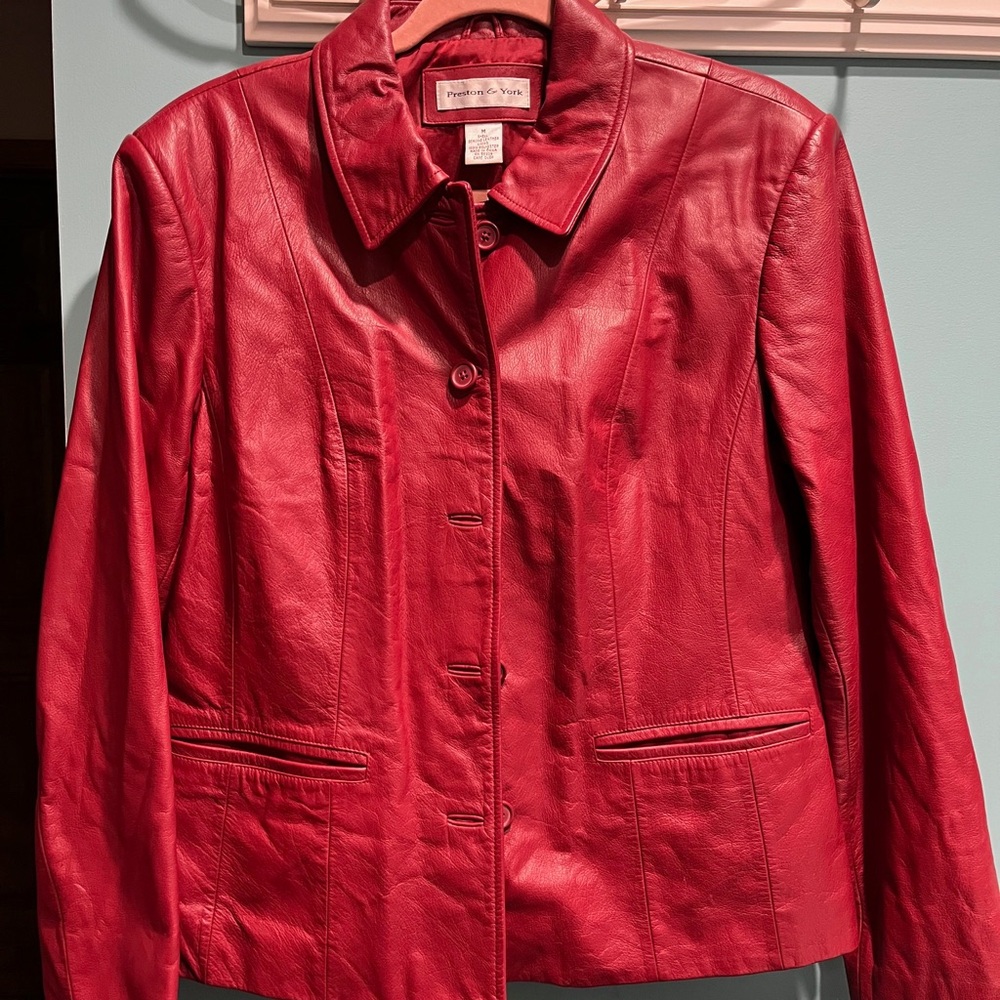 Preston & York Vibrant Red Genuine Leather‎ Jacket